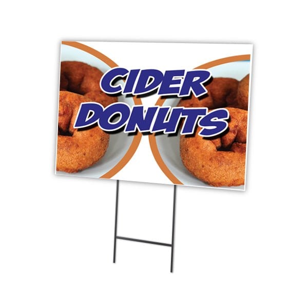 Cider Donuts Yard Sign & Stake outdoor plastic coroplast window, C-1216-DS-Cider Donuts
